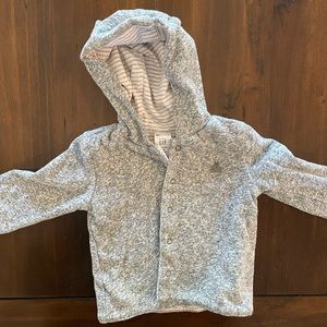 Baby Gap grey/stipe reversible knit jacket with hood